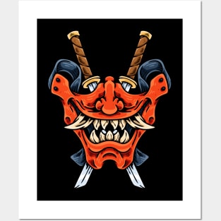 Half Oni Mask Posters and Art